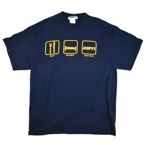 Navy Blue ESPN Graphic Crew Neck TShirt Size Large